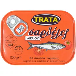Sardines in tomato s auce, rich in omega-3 fats.